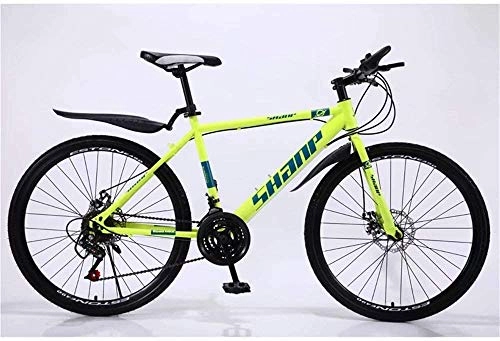 Mountain Bike : BECCYYLY Mountain bike Mountain Bike, 24 / 26 Inch Double Disc Brake, Adult MTB Country Gearshift Bicycle, Hardtail Mountain Bike with Adjustable Seat Carbon Steel Yellow Spoke Wheel, bicycle