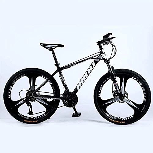 Mountain Bike : BECCYYLY Mountain bike Mountain Bike 24 / 26 Inch with Double Disc Brake, Adult MTB, Hardtail Bicycle with Adjustable Seat, Thickened Carbon Steel Frame, Black, 3 Cutters Wheel bicycle