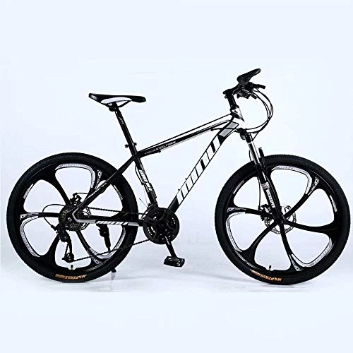 Mountain Bike : BECCYYLY Mountain bike Mountain Bike 24 / 26 Inch with Double Disc Brake, Adult MTB, Hardtail Bicycle with Adjustable Seat, Thickened Carbon Steel Frame, Black, 6 Cutters Wheel, bicycle