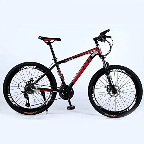Mountain Bike : BECCYYLY Mountain bike Mountain Bike 24 / 26 Inch with Double Disc Brake, Adult MTB, Hardtail Bicycle with Adjustable Seat, Thickened Carbon Steel Frame, Black, Red, Spoke Wheel, bicycle