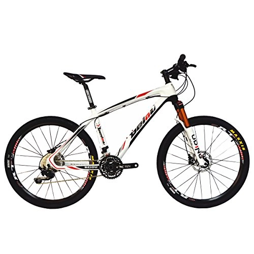 Mountain Bike : BEIOU Carbon Fiber Mountain Bike Hardtail MTB SHIMANO M610 DEORE 30 Speed Ultralight 10.8 kg RT 26 Professional External Cable Routing Toray T800 CB005 (Red, 19-Inch)