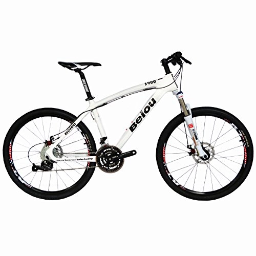 Mountain Bike : BEIOU Toray T700 Carbon Fiber Mountain Bike Complete Bicycle MTB 27 Speed 26-Inch Wheel SHIMANO 370 CB004 (White, 17-Inch)