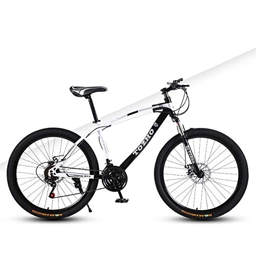 Mountain Bike : Bicycle, 24 Inch, Variable Speed Shock Absorption Off-Road Dual Disc Brakes High Carbon Steel Frame High Hardness Young Cycling Students Adult Men And Women Suitable For Height 145-160Cm