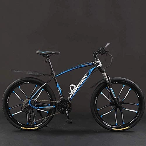 Mountain Bike : Bicycle 26 Inch 21 / 24 / 27 / 30 Speed Mountain Bikes, Hard Tail Mountain Bicycle Lightweight Bicycle, with Adjustable Seat Double Disc Brake, black blue, 27 Speed