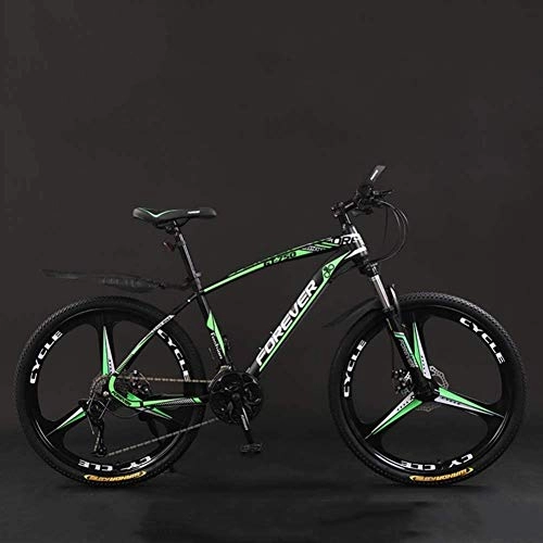 Mountain Bike : Bicycle 26 Inch 21 / 24 / 27 / 30 Speed Mountain Bikes, Hard Tail Mountain Bicycle, Lightweight Bicycle with Adjustable Seat Double Disc Brake, black green, 30 Speed