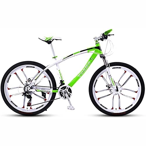 Mountain Bike : Bicycle 26 Inches Mountain Bike, Fork Suspension, Adult Bicycle, Boys and Girls Bicycle Variable Speed Shock Absorption High Carbon Steel Frame, Green, 27 Speed