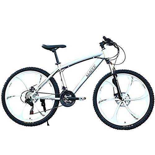 Mountain Bike : BICYCLE Bicycle 26 Inches Carbon Steel Frame Disc Mountain Bicycle, Disc Dual Disc Brakes Light Adjustable Band Damping Bike Damping BICYCLE / Silver / 21speed / 24inch