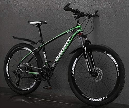 Mountain Bike : Bicycle, City Road Bicycle Mountain Bike For Adults, Dual Disc Brakes Off-road Damping (Color : Dark green, Size : 27 speed)