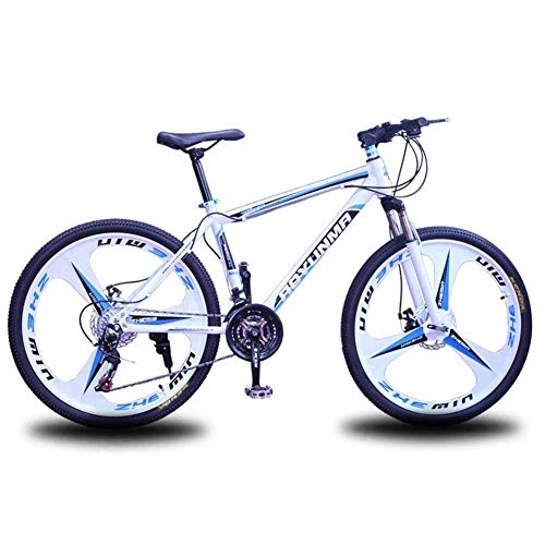 Mountain Bike : Bicycle Mens' Mountain Bike, 24 Speed Steel Frame 24 Inches 3-Spoke Wheels, Fully Adjustable Front Suspension Forks Bicycle Disc Brakes, White, 27speed