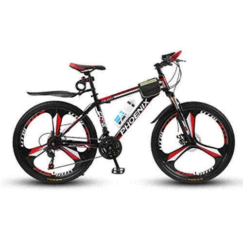 Mountain Bike : Bicycle Mens' Mountain Bike, 3-Spoke Wheels Dual 17" Inch Steel Frame, 21 Speed Fully Adjustable, Shock Unit Front Suspension Forks, Black, 21speed