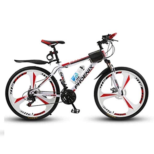 Mountain Bike : Bicycle Mens' Mountain Bike, 3-Spoke Wheels Dual 17" Inch Steel Frame, 21 Speed Fully Adjustable, Shock Unit Front Suspension Forks, Red, 24speed