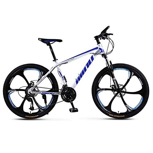 Mountain Bike : Bicycle Mens' Mountain Bike, High-carbon Steel 27 Speed Steel Frame 26 Inches 6-Spoke Wheels, Fully Adjustable Front Suspension Forks, Blue, 27speed