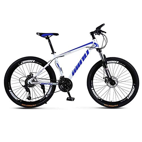 Mountain Bike : Bicycle Mens' Mountain Bike, High-carbon Steel 27 Speed Steel Frame 26 Inches Spoke Wheels, Fully Adjustable Front Suspension Forks, Blue, 30speed