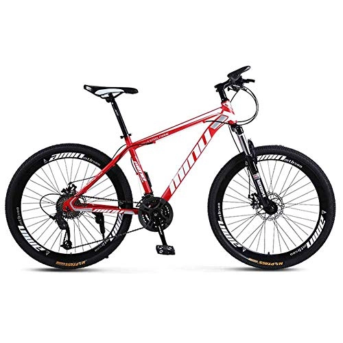 Mountain Bike : Bicycle Mens' Mountain Bike, High-carbon Steel 27 Speed Steel Frame 26 Inches Spoke Wheels, Fully Adjustable Front Suspension Forks, Red, 30speed