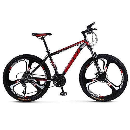 Mountain Bike : Bicycle Mens' Mountain Bike, High-carbon Steel 30 Speed Steel Frame 24 Inches 3-Spoke Wheels, Fully Adjustable Front Suspension Forks, Red, 21speed