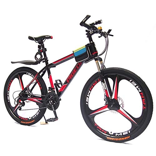 Mountain Bike : Bicycle Mountain Bike Dual Disc Brake Shock Absorption Adult 21 Speed 26 Inch Bicycle Aluminum Alloy Rim, Suitable For Multiple Scenes: Travel To Work, Cycling Fitness, Red2, 26IN
