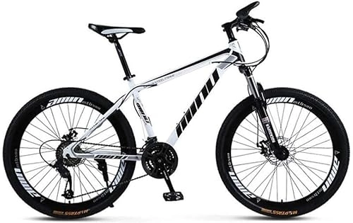 Mountain Bike : Bicycle, Mountain Bike, Dual Suspension Mountain Bike 26 Inches Wheels Bicycle For Adults Boys (Color : Black white, Size : 30 speed)