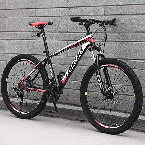 Mountain Bike : Bicycle, Mountain Bike for Adults Men Women, High-Carbon Steel Frame MBT Bikes, Shock-Absorbing Front Fork Mountain Bicycle, Double Disc Brake