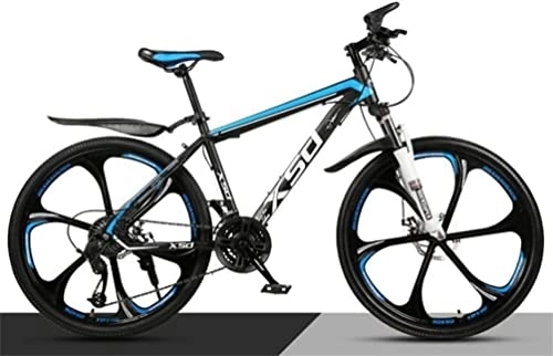 Mountain Bike : Bicycle, Mountain Bike High-Carbon Steel 26 Inches Spoke Wheel Dual Suspension, Mens MTB (Color : Black blue, Size : 24 speed)