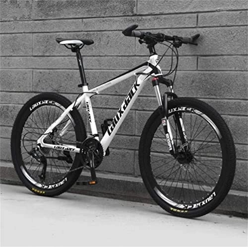 Mountain Bike : Bicycle, Mountain Bike Steel Frame 26 Inch Double Disc Brake City Road Bicycle For Adults (Color : White black, Size : 27 speed)