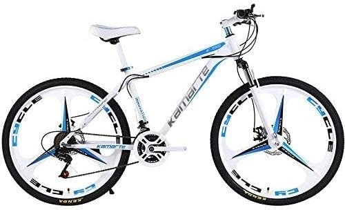 Mountain Bike : Bicycle, Mountain biking bicycle, 21-speed carbon steel integrated frame Adjustable shock absorber front fork 24 inch 140-180cm crowd can be used White red White blue Blac