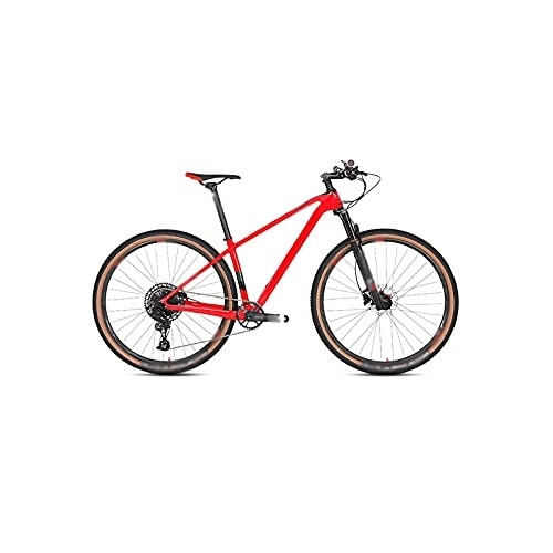Mountain Bike : Bicycles for Adults Bicycle, 29 Inch 12 Speed Carbon Mountain Bike Disc Brake MTB Bike for Transmission (Color : Red, Size : 27.5)