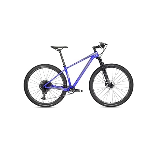 Mountain Bike : Bicycles for Adults Bicycle Oil Disc Brake Off-Road Carbon Fiber Mountain Bike Frame Aluminum Wheel (Color : Blue, Size : Large)