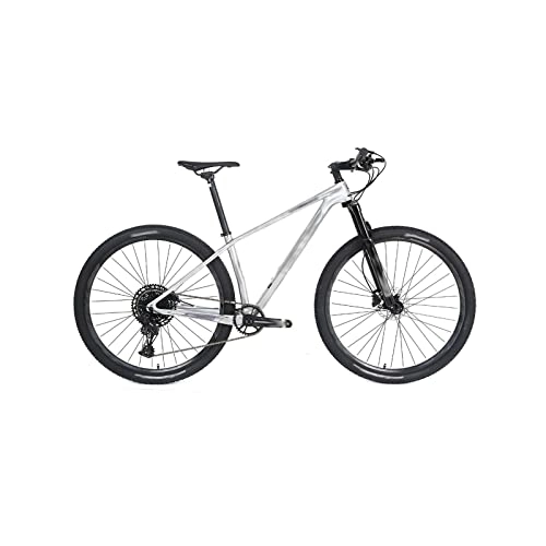 Mountain Bike : Bicycles for Adults Bicycle Oil Disc Brake Off-Road Carbon Fiber Mountain Bike Frame Aluminum Wheel (Color : White, Size : Medium)