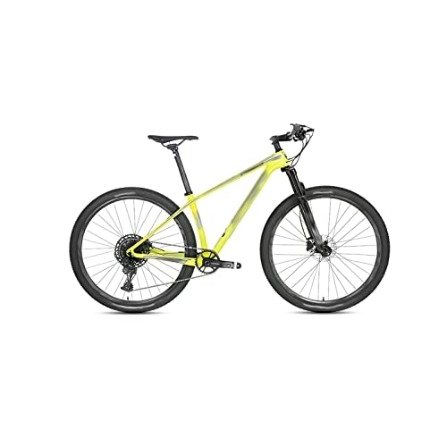 Mountain Bike : Bicycles for Adults Bicycle Oil Disc Brake Off-Road Carbon Fiber Mountain Bike Frame Aluminum Wheel (Color : Yellow, Size : Medium)