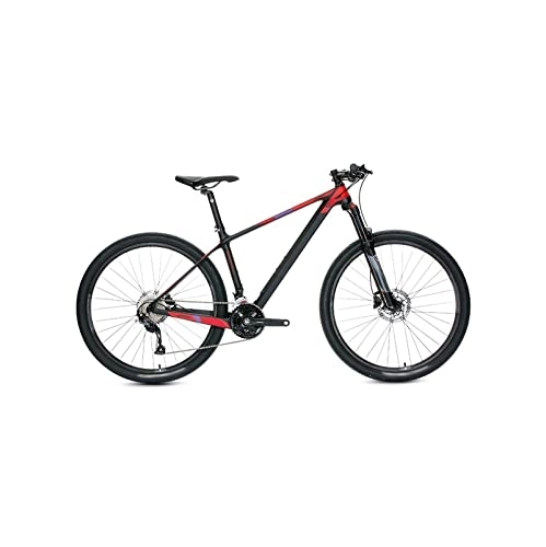 Mountain Bike : Bicycles for Adults Carbon Fiber Mountain Bike 27 Speed Mountain Bike Pneumatic Shock Fork Hydraulic (Color : Red, Size : Medium)