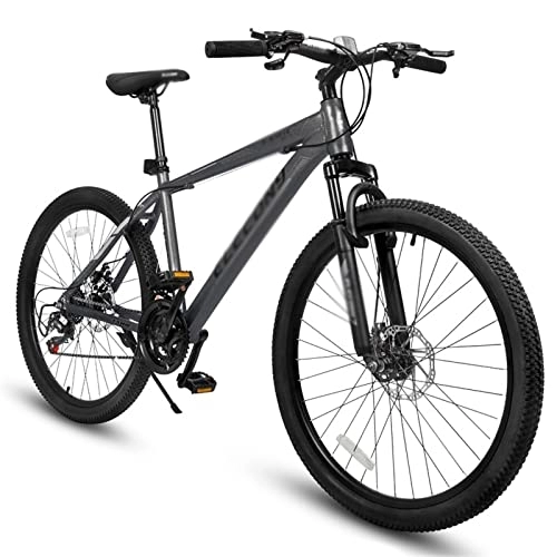 Mountain Bike : Bicycles for Adults Disc Brake Aluminum Frame Mountain Bikes for Adults Puncture Protection Wheel Suspension Fork Bicycle Stock (Color : Black)