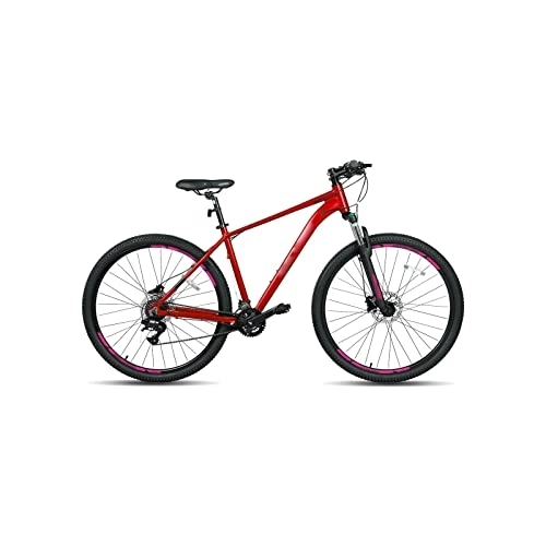 Mountain Bike : Bicycles for Adults Mountain Bike for Men Adult Bicycle Aluminum Hydraulic Disc-Brake 16-Speed with Lock-Out Suspension Fork (Color : Red, Size : Large)