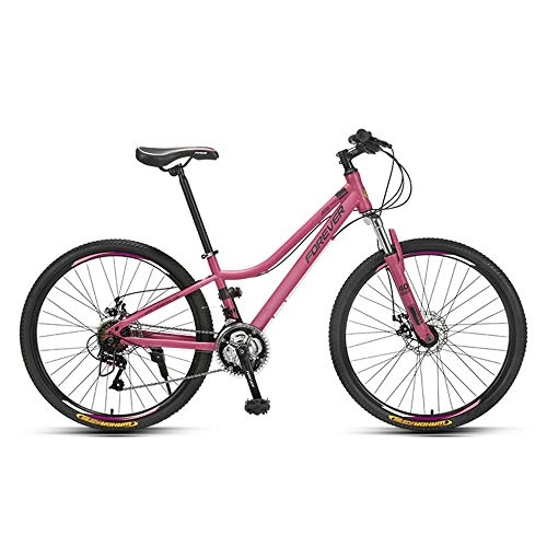 Mountain Bike : Bike, 24 Speed Mountain Bike, Double Shock Bicycle, with High-Carbon Steel Frame and 26 Inches Wheels, for Women and Teenage Girls, Easy to Install, Anti-Slip / Purple / 168x100cm