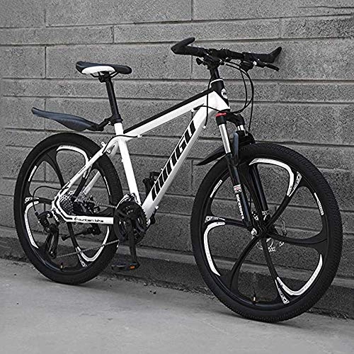 Mountain Bike : Bike Bike Bicycle Outdoor Cycling Fitness Portable Road Bicycle, 26 inch Men's Mountain Bikes, High-Carbon Steel Hardtail Mountain Bike, Mountain Bicycle with Front Suspension Adjustable Seat, White, 2