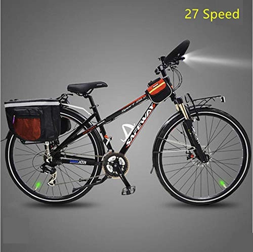 Mountain Bike : Bike Bike mountain bikes exercise bike for home bike Male and female bicycles Aluminum Alloy Frame Touring Bicycle Outdoor Sport 700CC Wheel Butterfly Bar Dual Disc Brake Bicicleta bike-Black 27 Speed