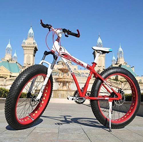 Mountain Bike : Bike Bike Mountain Bikes Exercise Bike for Home Bike Male and Female Bicycles Mountain Bike 7 21 24 27 Speed 26 4 Fat Tire MTB Mountain Bike Off-Road Gear Reduction Beach Fat Bicycle-red_27 Speed