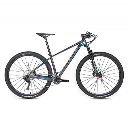 Mountain Bike : BIKERISK Mountain Bike 27.5 / 29'' carbon fiber Bicycle with Dual Disc Brake, 22 / 33 Speeds Derailleur, Designed Cool Frame, Adjustable Seat, Black, 33speed, 27.517