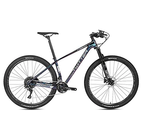 Mountain Bike : BIKERISK Mountain Bike with Front Suspension, Featuring 15 / 17 / 19-Inch Carbon fiber Frame and 22 / 33-Speed Drivetrain with 27.5 / 29-Inch Wheels and Mechanical Disc Brakes, Black, 22speed, 2917