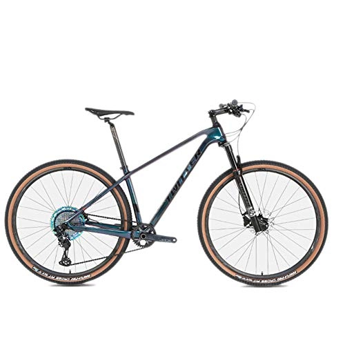 Mountain Bike : BIKERISK MTB bicycle Carbon fiber mountain bike warrior 12-speed oil disc brake mountain bike adult bike, Black, 27.5 * 15