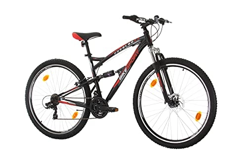 Mountain Bike : Bikesport PARALLAX Dual Suspension Mountain bike 24 Inch wheels Disc brakes Shimano 18 sp. (Black Neon Green)