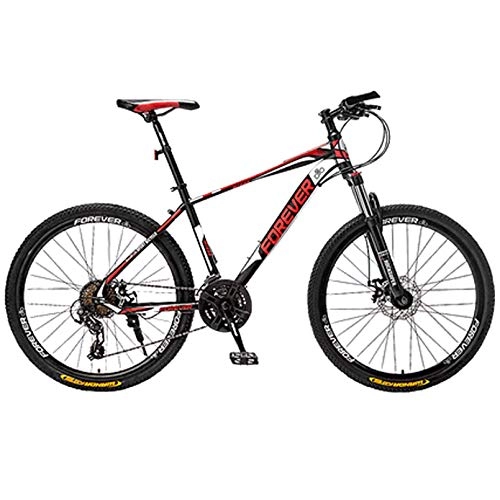 Mountain Bike : BNMKL 30-Speed Men's Mountain Bike / Bicycles, MTB 24 / 26 / 27.5 Inch High Carbon Steel Frame Hard Tail Mountain Bicycle for Mens And Womens, Student, Black And Red, 27.5 Inch