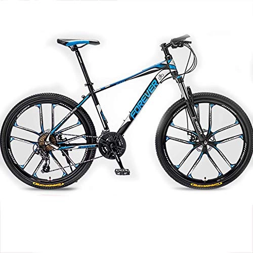 Mountain Bike : BNMKL Mountain Bike 24 / 27 Speed, 24 / 26 / 27.2 Inch Shock Absorption Mountain Bicycle, High-Carbon Steel Frame MTB for Men / Women, Black Blue, 27.5In 24Speed
