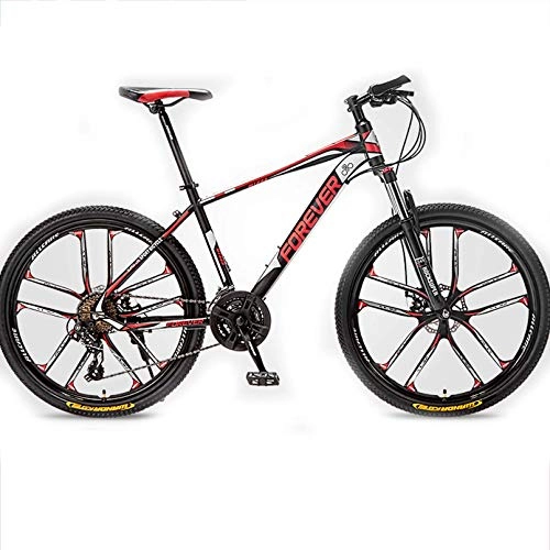 Mountain Bike : BNMKL Mountain Bike 24 / 27 Speed, 24 / 26 / 27.2 Inch Shock Absorption Mountain Bicycle, High-Carbon Steel Frame MTB for Men / Women, Black Red, 26In 27Speed
