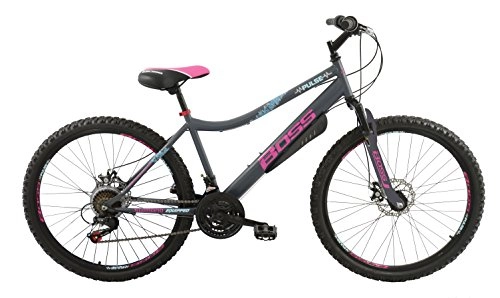Mountain Bike : BOSS Women's Pulse Mountain Bike-Grey / Pink, 12 Years
