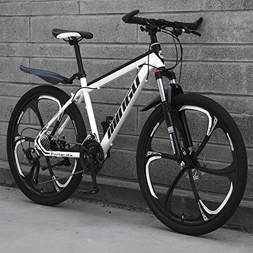 Mountain Bike : BREEZE 26 Inch Mountain Bike Bicycle Adult Student Outdoors Hardtail Mountain Bikes Cycling Road Bikes Exercise Bikes, white and black, 21 speed
