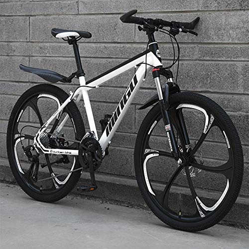Mountain Bike : BREEZE 26 Inch Mountain Bike Bicycle Adult Student Outdoors Hardtail Mountain Bikes Cycling Road Bikes Exercise Bikes, white and black, 24 speed