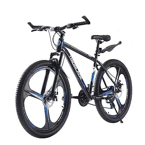 Mountain Bike : BSTSEL 27.5 Inch Mountain Bike 3 Spoke Wheels Bicycle 17.5 Inch Aluminum Frame Mountain Bicycle Shimano 21 Speeds with Dual Disc-Brake Suitable For Men And Women Over The Age Of 16 (Black & Blue)