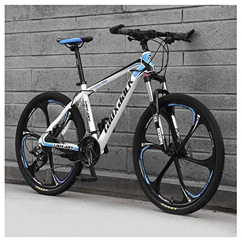 Mountain Bike : BXU-BG Outdoor sports 21 Speed Mountain Bike 26 Inches 6Spoke Wheel Front Suspension Dual Disc Brake MTB Bicycle, Blue