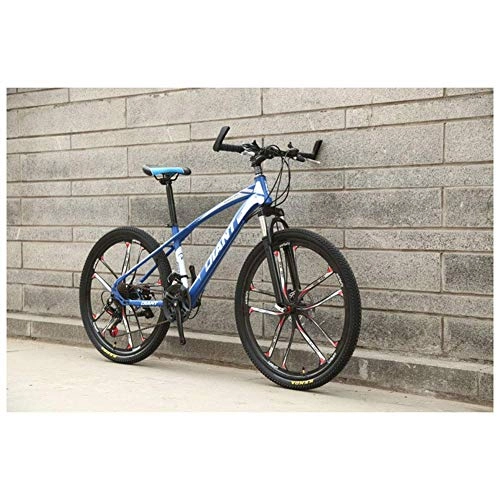 Mountain Bike : BXU-BG Outdoor sports 26'' HighCarbon Steel Mountain Bike with 17'' Frame Dual DiscBrake 2130 Speeds, Multiple Colors (Color : Blue, Size : 24 Speed)