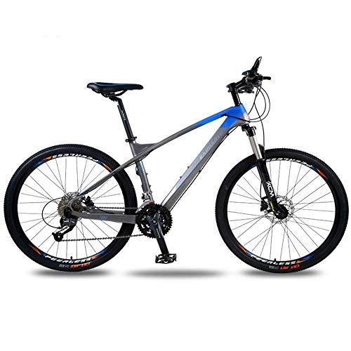 Mountain Bike : BXU-BG Outdoor sports Hard tail mountain bike, carbon fiber bicycle 26 inch 30 speed shift hard tail double oil disc disc brake adult offroad outdoor riding trip (Color : Blue)